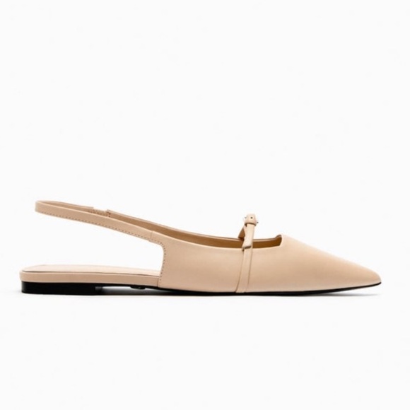 Zara Pointed Flat Leather Slingbacks - Picture 8 of 8